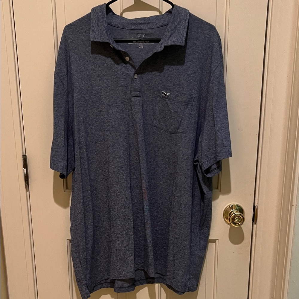 Vineyard Vines Heathered Blue Edgartown Polo Shirt